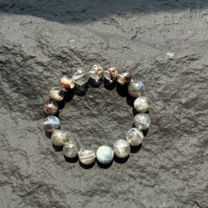 1 Green Phantom Quartz Moonstone Black Tourmaline Bracelet - Wealth Attracting & Aura Protection