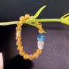 11 Energy Wealth Bracelet - Natural Citrine Bracelet with Blue Crystal & Irregular White Crystal