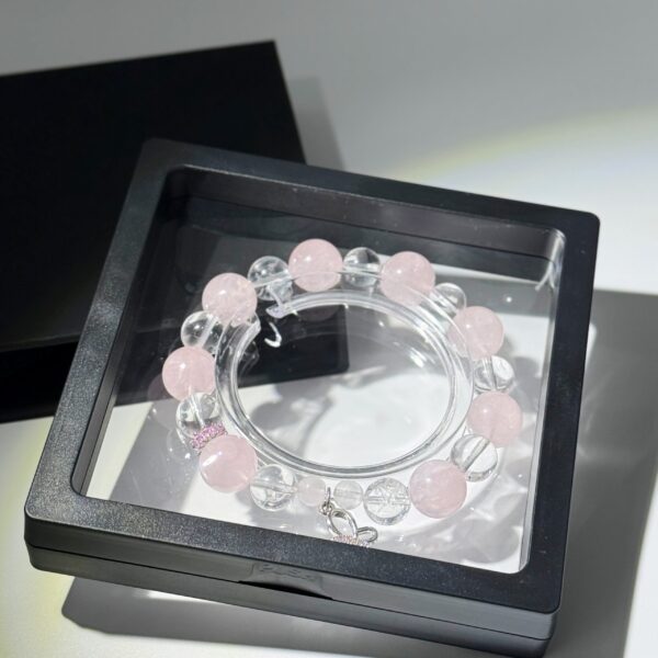 11 ROSSEMIA NATURAL CLEAR&PINK MIXED CRYSTAL BRACELET