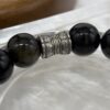 2 Silver Sheen Obsidian Bracelet Natural Obsidian Beads|Butterfly Charm for Transformation