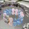 28 Triple Energy Harmony Bracelet - Blue & Pink & Clear Crystal