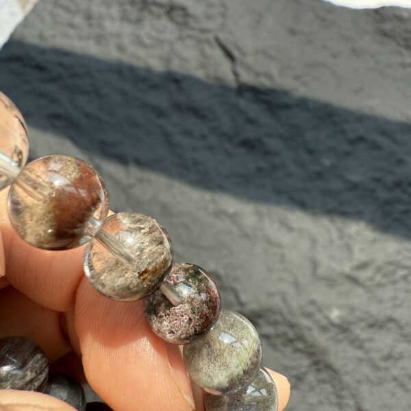 3 Green Phantom Quartz Moonstone Black Tourmaline Bracelet - Wealth Attracting & Aura Protection