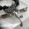 3 Silver Sheen Obsidian Bracelet Natural Obsidian Beads|Butterfly Charm for Transformation