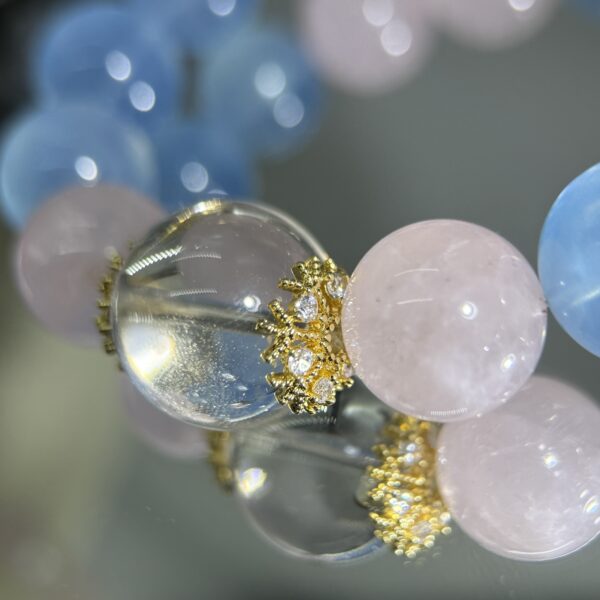 31 Triple Energy Harmony Bracelet - Blue & Pink & Clear Crystal