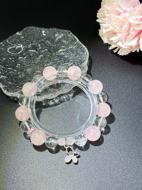 44 ROSSEMIA NATURAL CLEAR&PINK MIXED CRYSTAL BRACELET