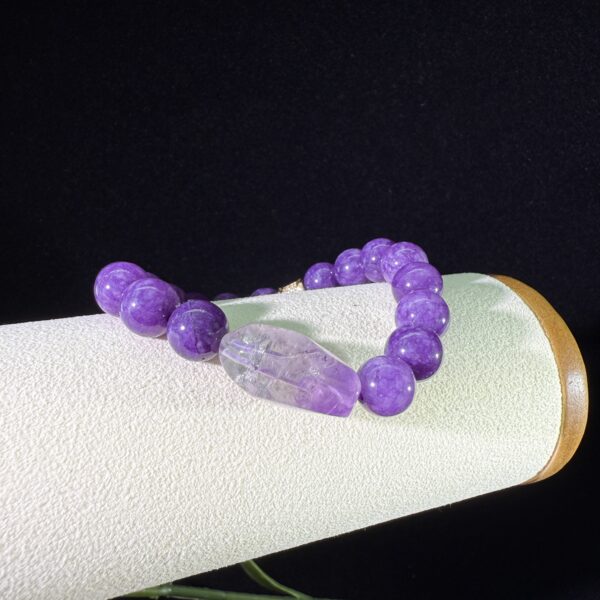 IMG_4199 Amethyst Energy Bracelet - Purple Quartzite & Raw Amethyst