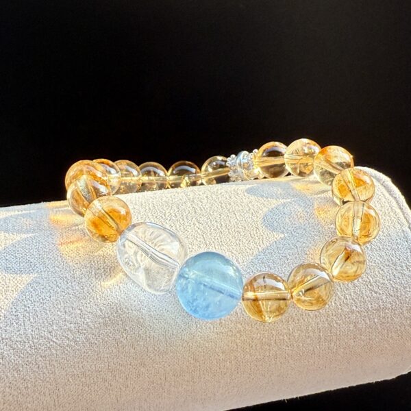 IMG_4460 Energy Wealth Bracelet - Natural Citrine Bracelet with Blue Crystal & Irregular White Crystal