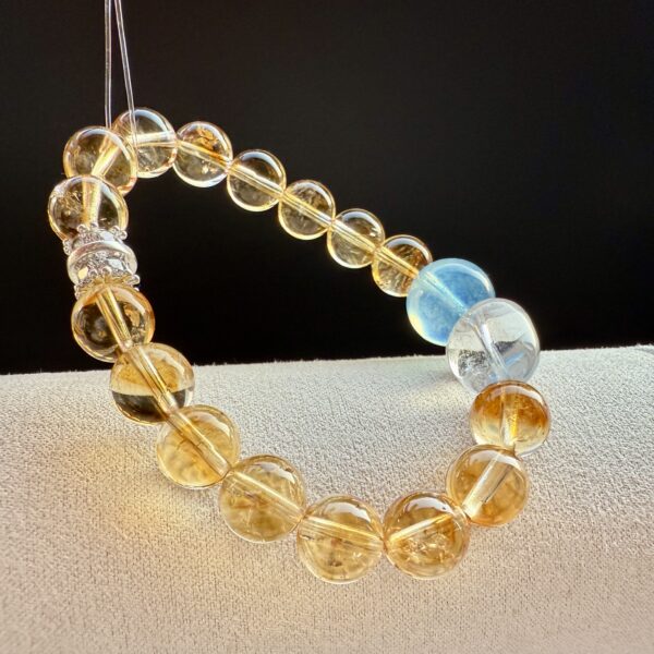 IMG_4539 Energy Wealth Bracelet - Natural Citrine Bracelet with Blue Crystal & Irregular White Crystal
