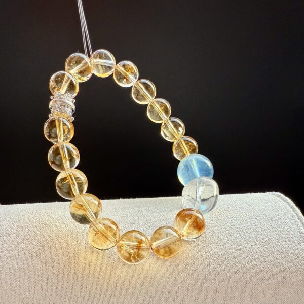 IMG_4542 Energy Wealth Bracelet - Natural Citrine Bracelet with Blue Crystal & Irregular White Crystal